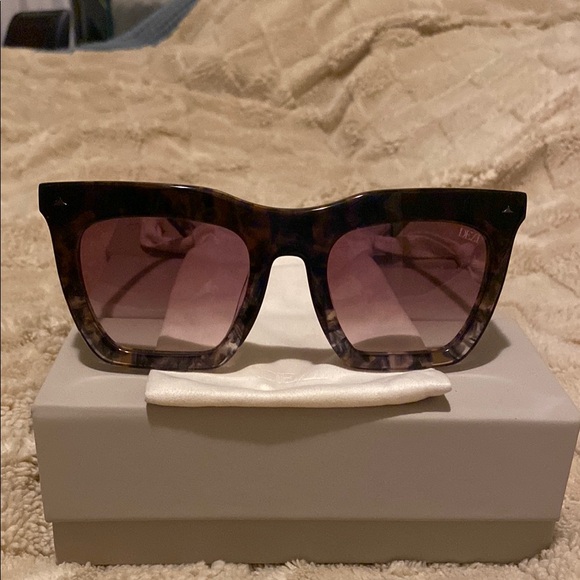 DEZI Pink and Brown Square Frame Sunglasses